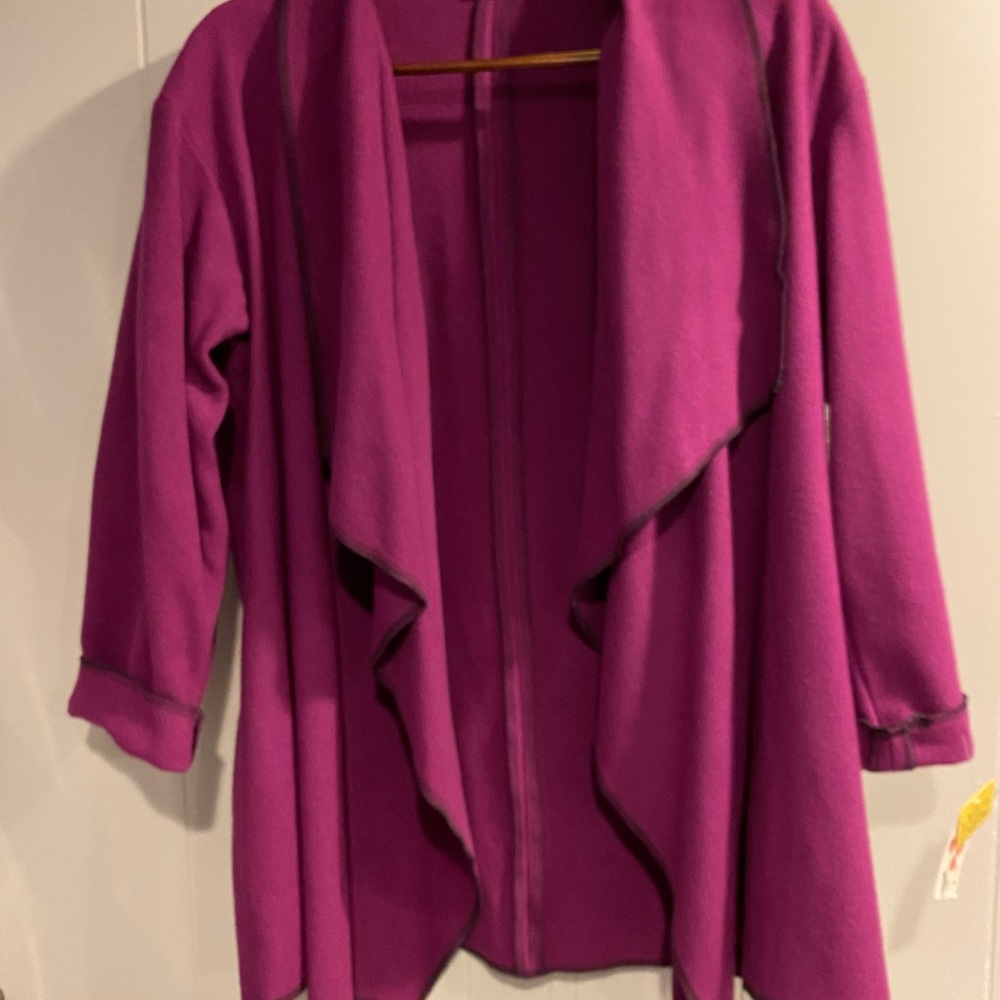 Carol Gildar Designs NEW handmade cashmere blend wrap sweater jacket fuchsia - Picture 4 of 16